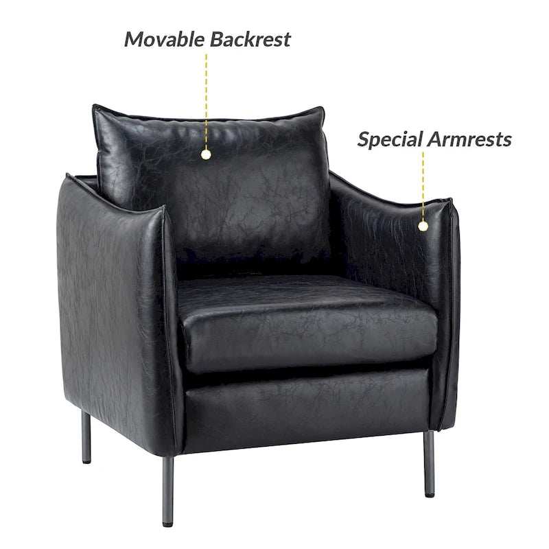 Jaime Modern Vegan Leather Accent chair with Metal Legs Set of 2 by HULALA HOME-25