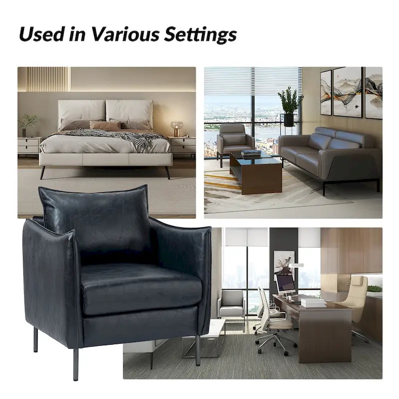 Jaime Modern Vegan Leather Accent chair with Metal Legs Set of 2 by HULALA HOME-28