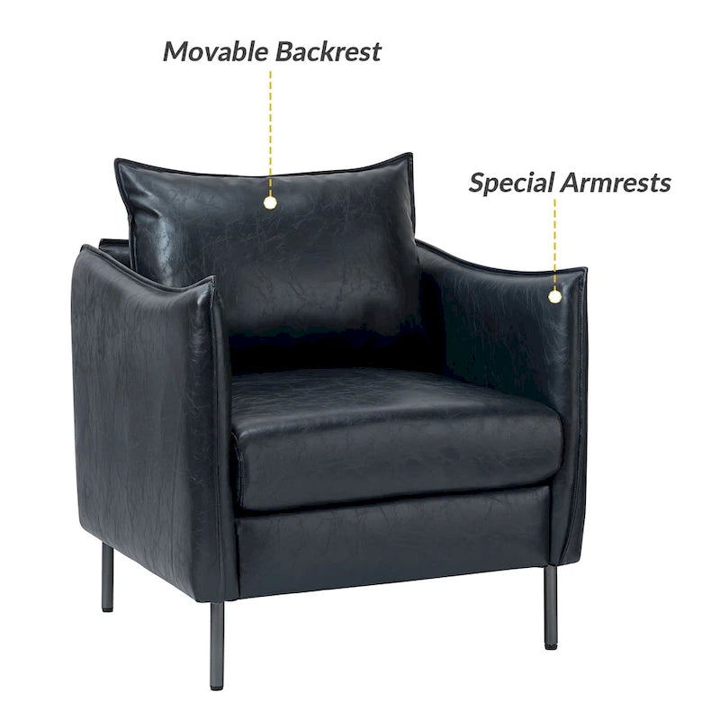 Jaime Modern Vegan Leather Accent chair with Metal Legs Set of 2 by HULALA HOME-29