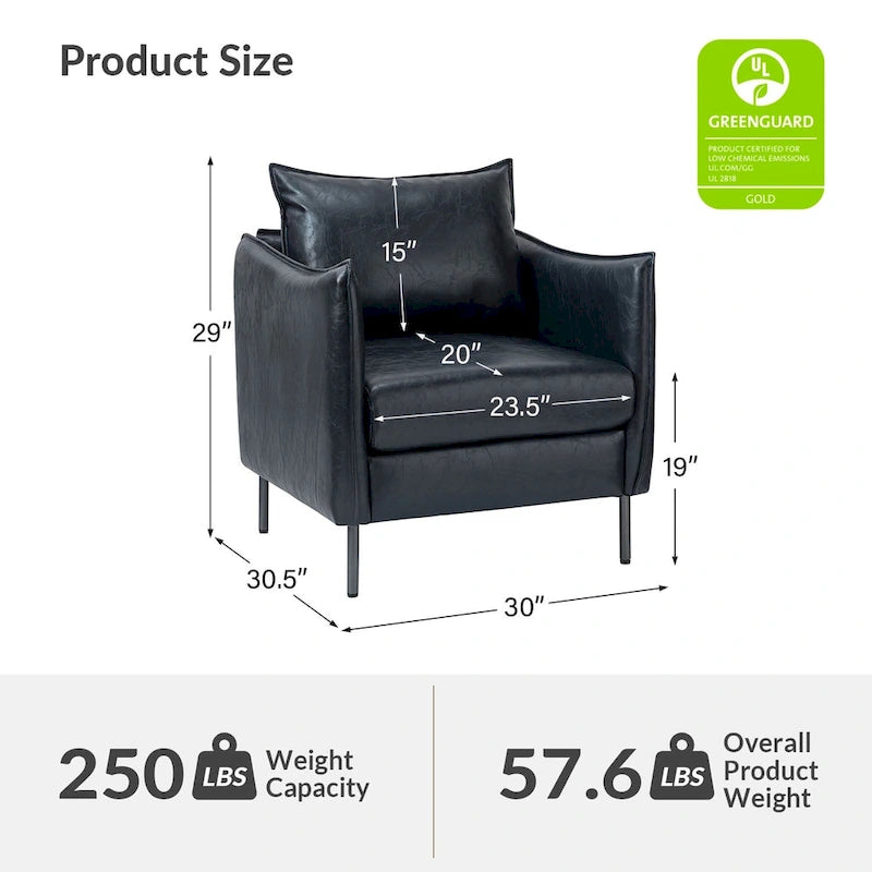 Jaime Modern Vegan Leather Accent chair with Metal Legs Set of 2 by HULALA HOME-30