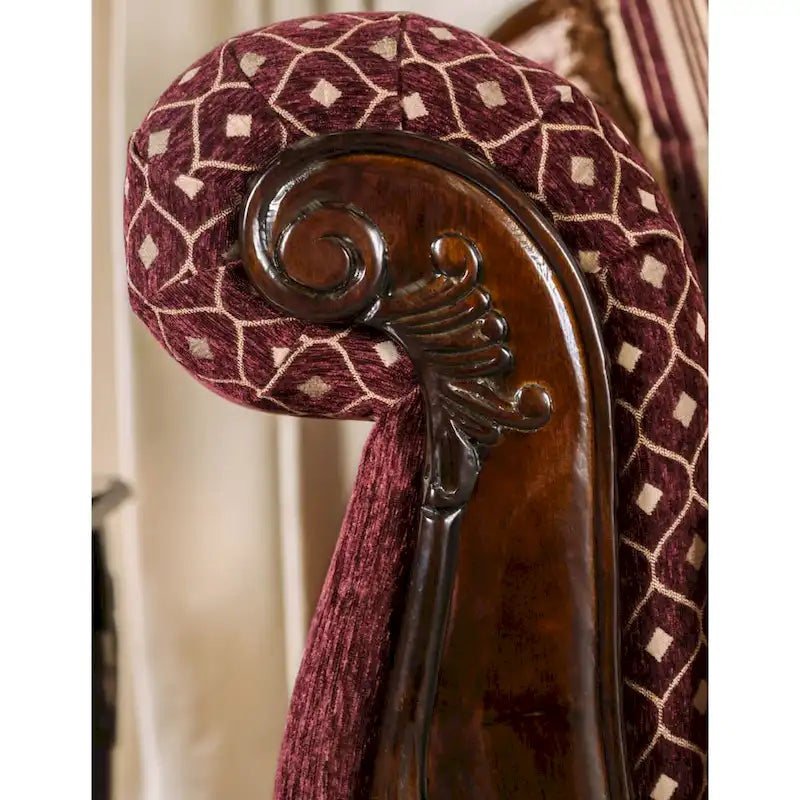 Burgundy Faux Leather Tufted Sofa - 3 Seater with Rolled Arms-3