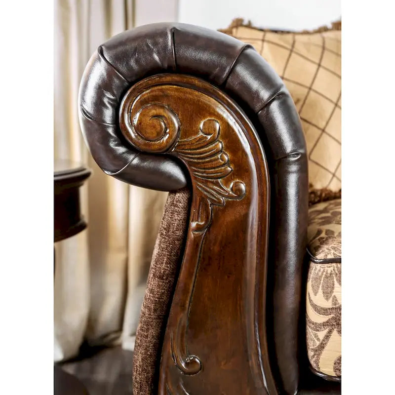 Burgundy Faux Leather Tufted Sofa - 3 Seater with Rolled Arms-12