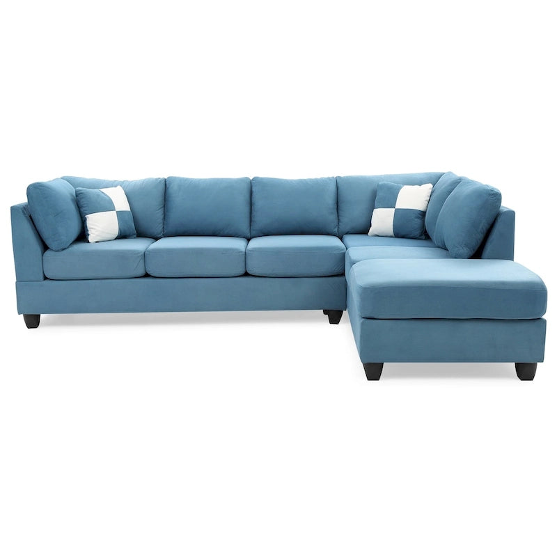 Malone 111 in. Suede 4-Seater Sectional Sofa with 2-Throw Pillow - 111L x 78W x 34H-36