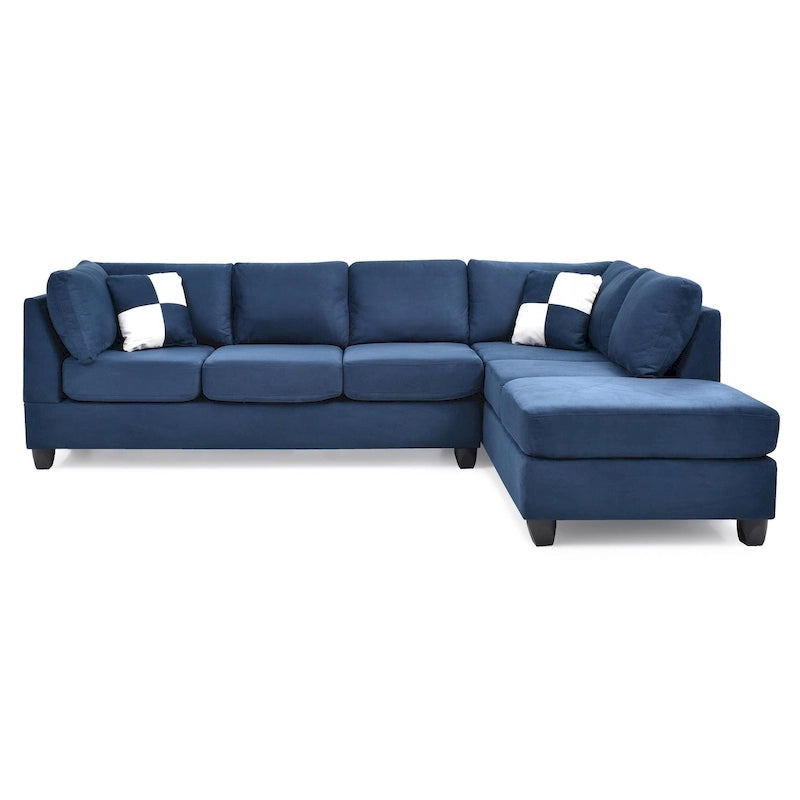 Malone 111 in. Suede 4-Seater Sectional Sofa with 2-Throw Pillow - 111L x 78W x 34H-37