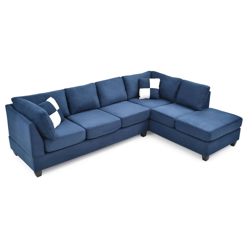 Malone 111 in. Suede 4-Seater Sectional Sofa with 2-Throw Pillow - 111L x 78W x 34H-2
