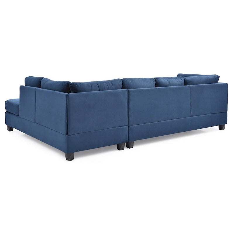 Malone 111 in. Suede 4-Seater Sectional Sofa with 2-Throw Pillow - 111L x 78W x 34H-3