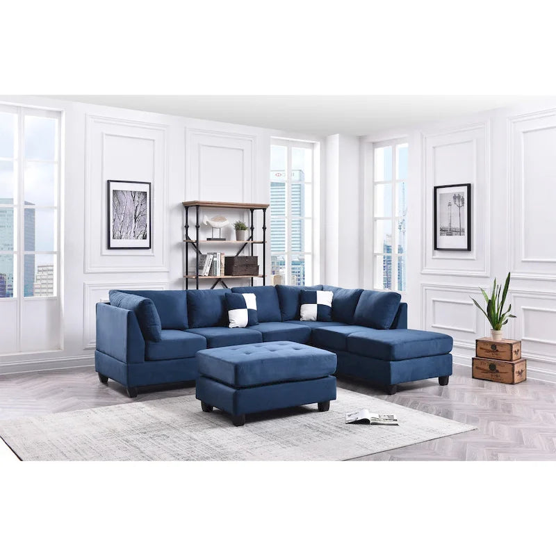 Malone 111 in. Suede 4-Seater Sectional Sofa with 2-Throw Pillow - 111L x 78W x 34H-4
