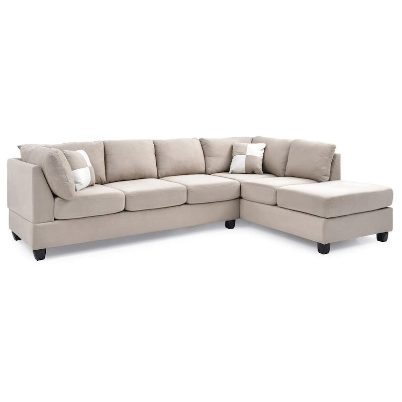 Malone 111 in. Suede 4-Seater Sectional Sofa with 2-Throw Pillow - 111L x 78W x 34H-6