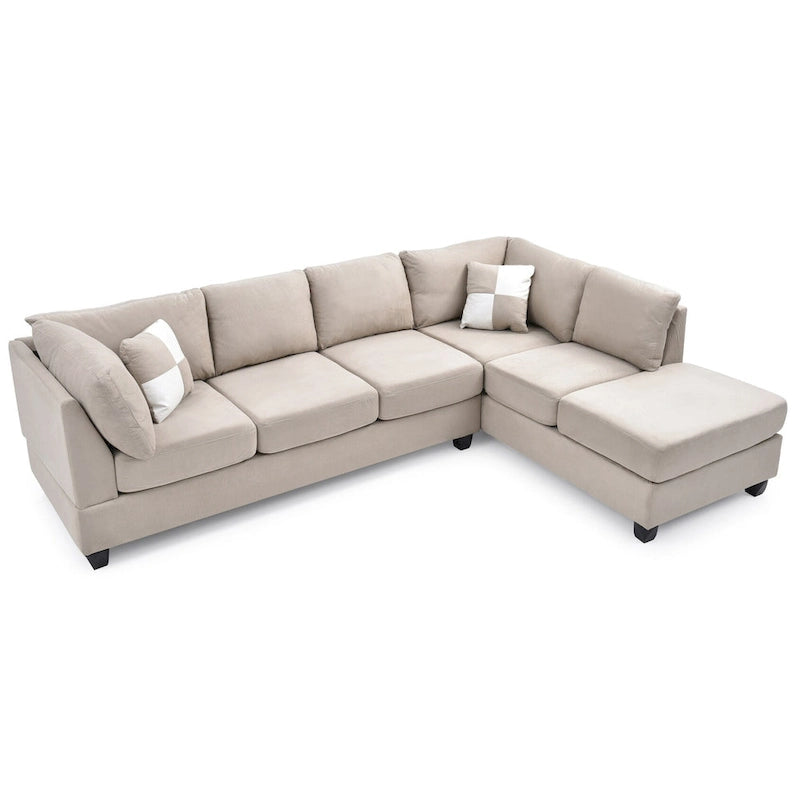 Malone 111 in. Suede 4-Seater Sectional Sofa with 2-Throw Pillow - 111L x 78W x 34H-7