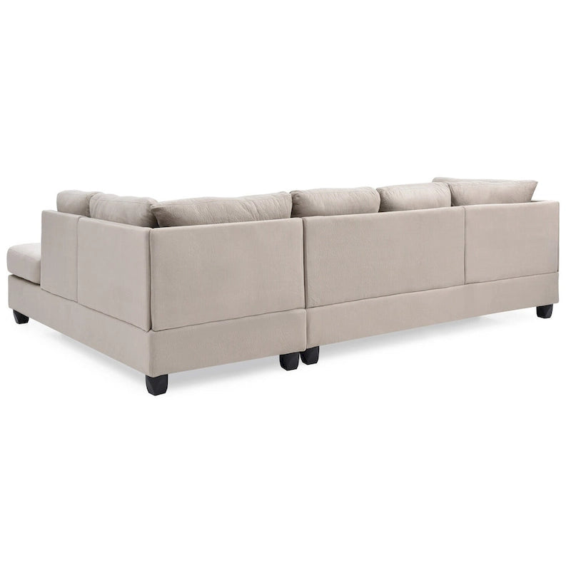 Malone 111 in. Suede 4-Seater Sectional Sofa with 2-Throw Pillow - 111L x 78W x 34H-8