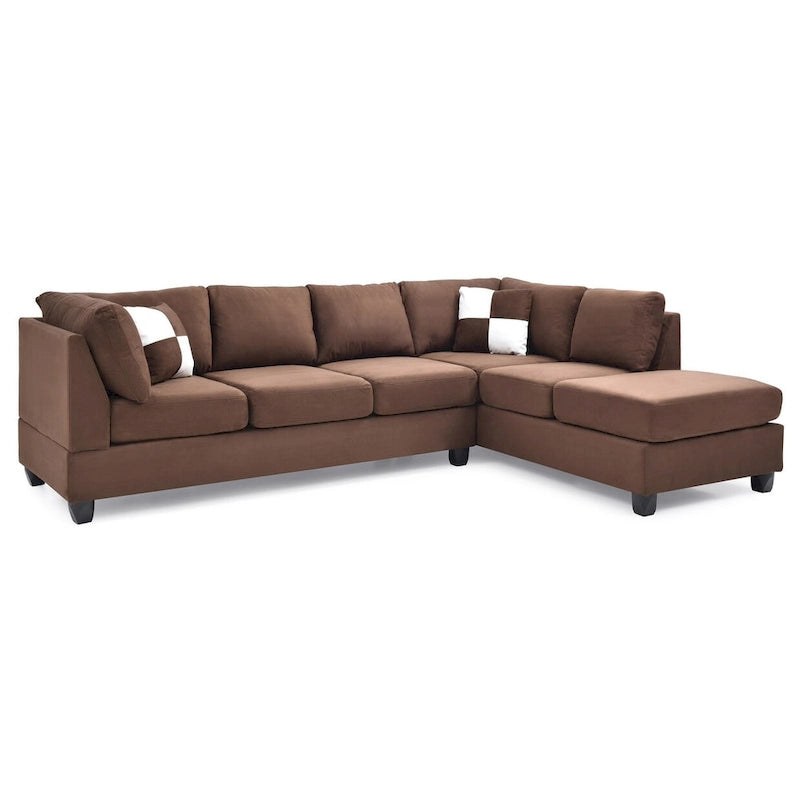 Malone 111 in. Suede 4-Seater Sectional Sofa with 2-Throw Pillow - 111L x 78W x 34H-12