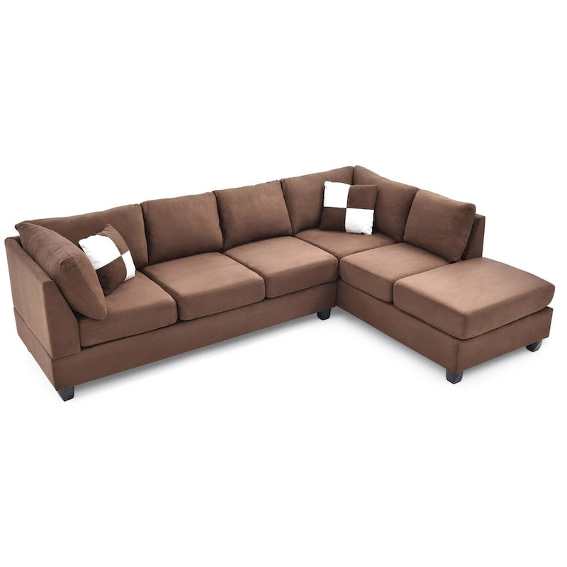 Malone 111 in. Suede 4-Seater Sectional Sofa with 2-Throw Pillow - 111L x 78W x 34H-13