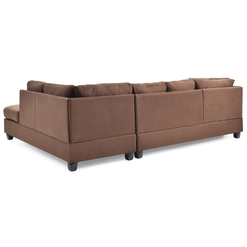 Malone 111 in. Suede 4-Seater Sectional Sofa with 2-Throw Pillow - 111L x 78W x 34H-14