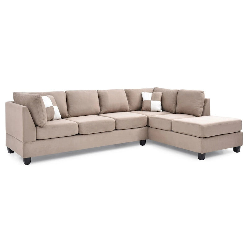 Malone 111 in. Suede 4-Seater Sectional Sofa with 2-Throw Pillow - 111L x 78W x 34H-18