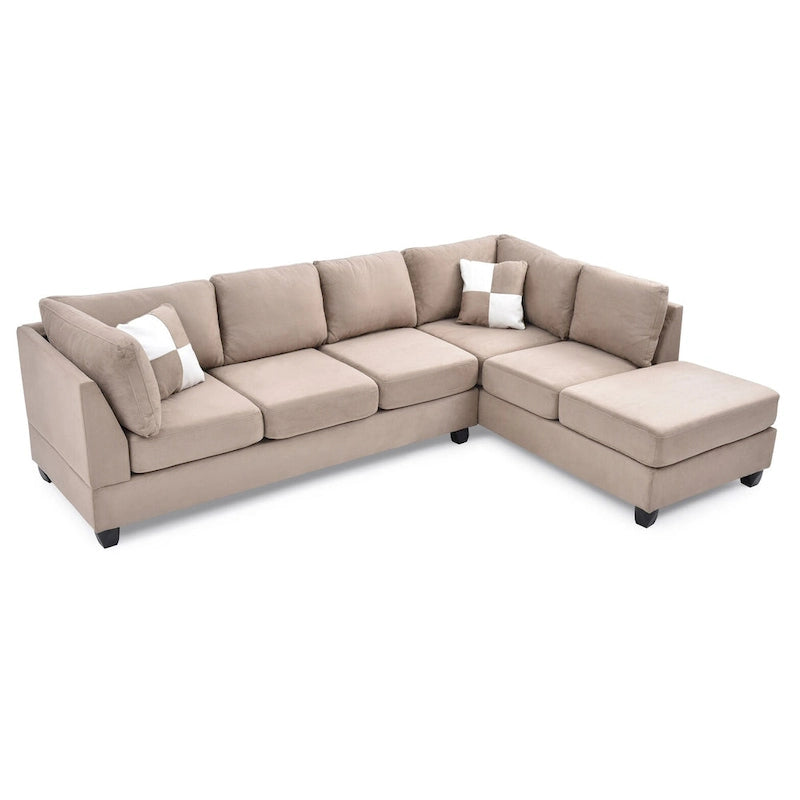 Malone 111 in. Suede 4-Seater Sectional Sofa with 2-Throw Pillow - 111L x 78W x 34H-19