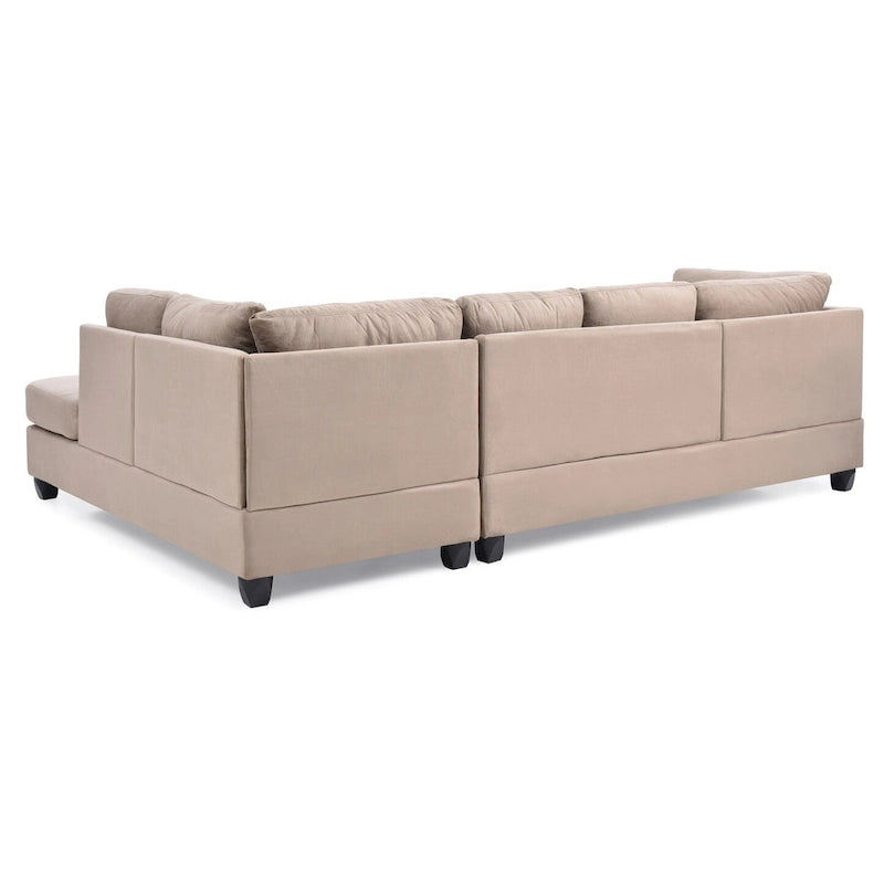 Malone 111 in. Suede 4-Seater Sectional Sofa with 2-Throw Pillow - 111L x 78W x 34H-20