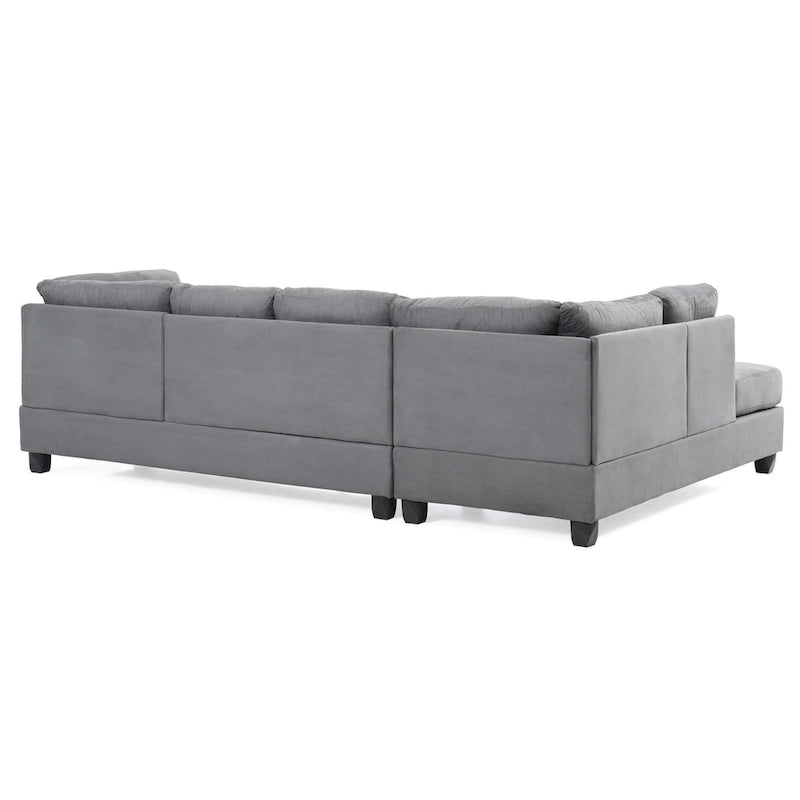 Malone 111 in. Suede 4-Seater Sectional Sofa with 2-Throw Pillow - 111L x 78W x 34H-26