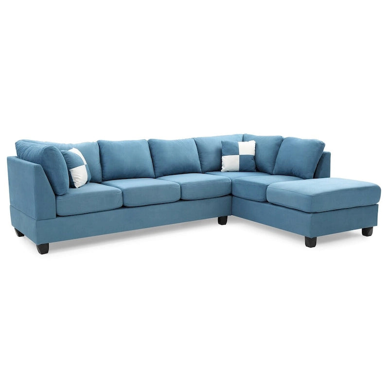 Malone 111 in. Suede 4-Seater Sectional Sofa with 2-Throw Pillow - 111L x 78W x 34H-30