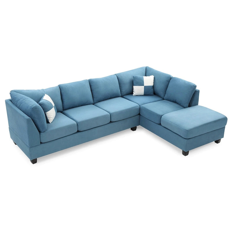 Malone 111 in. Suede 4-Seater Sectional Sofa with 2-Throw Pillow - 111L x 78W x 34H-31