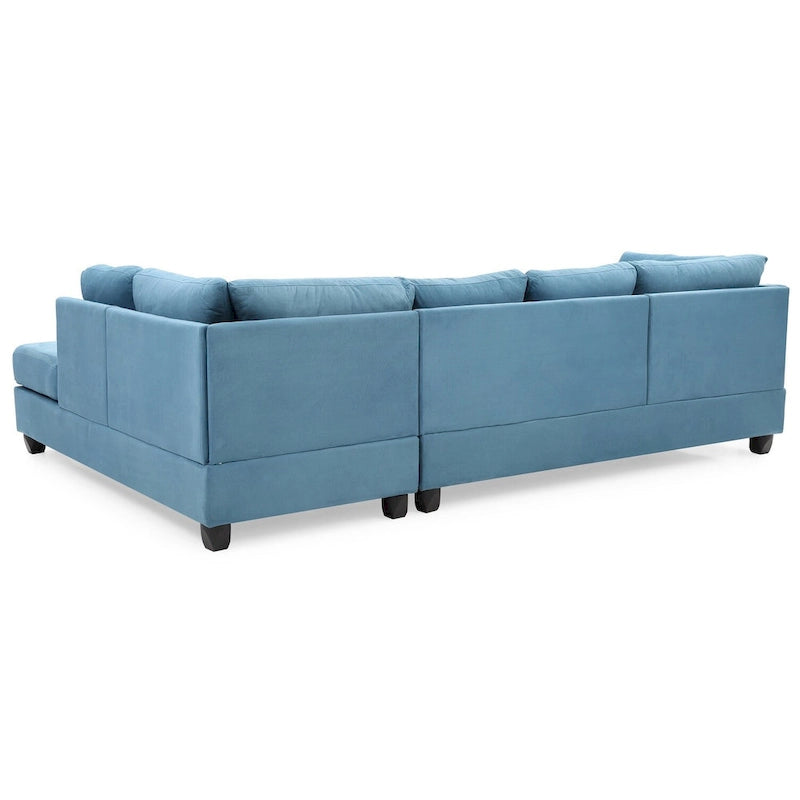 Malone 111 in. Suede 4-Seater Sectional Sofa with 2-Throw Pillow - 111L x 78W x 34H-32
