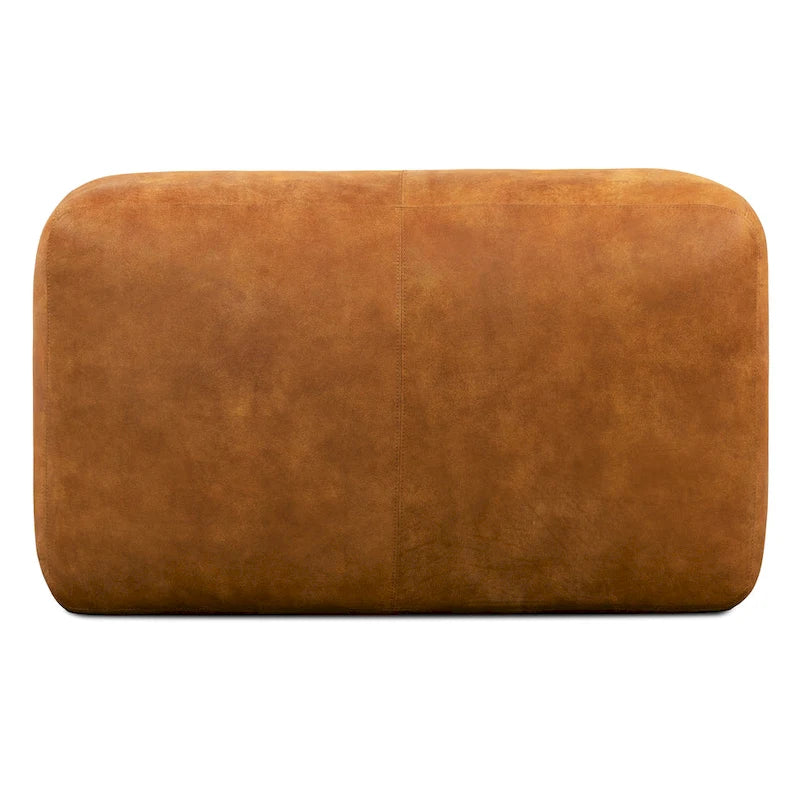 Tan Leather Ottoman - Square Footrest with Feather Padding-5