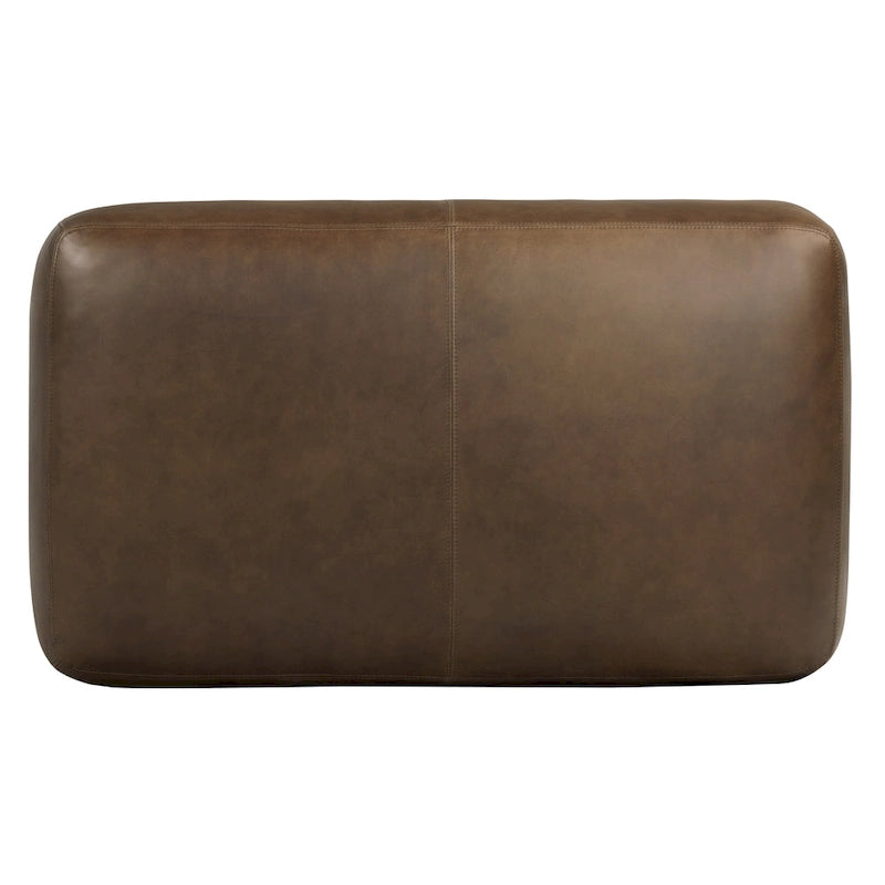 Tan Leather Ottoman - Square Footrest with Feather Padding-16