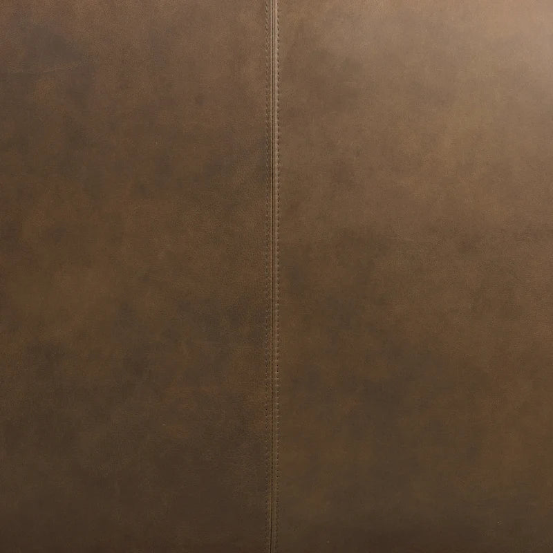 Tan Leather Ottoman - Square Footrest with Feather Padding-22