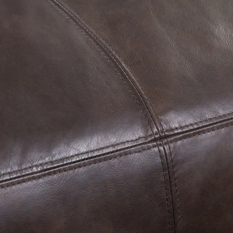 Tan Leather Ottoman - Square Footrest with Feather Padding-30