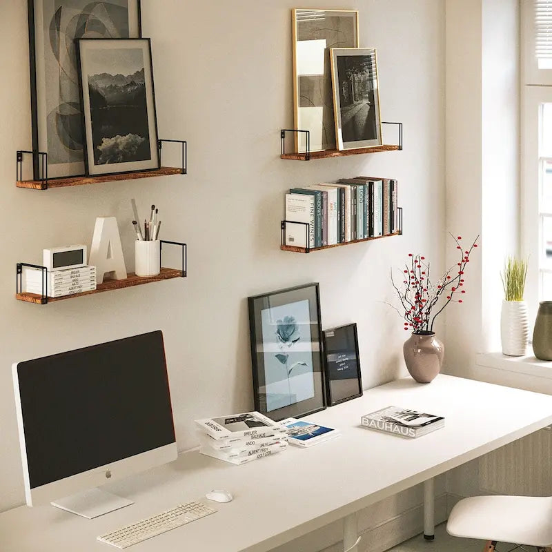 Wallniture Avila 24x4.5 Kitchen Wall Shelves, Natural Burned,Set of 4-5