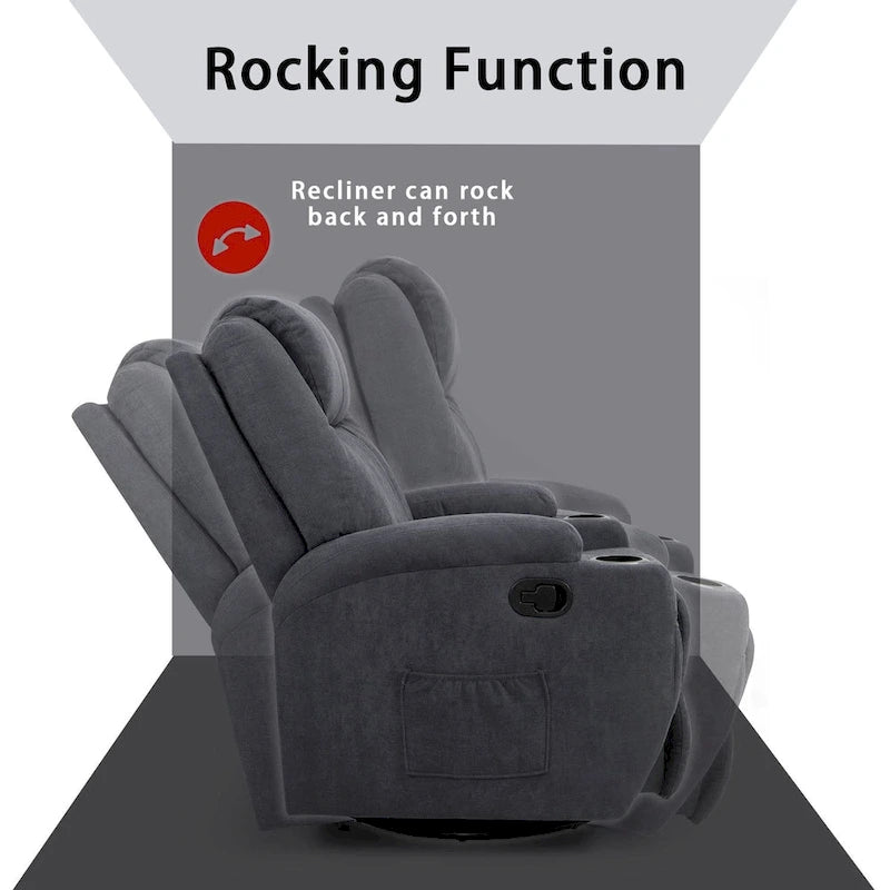 Fabric Swivel Massage Recliner Chair - Single Seat-4