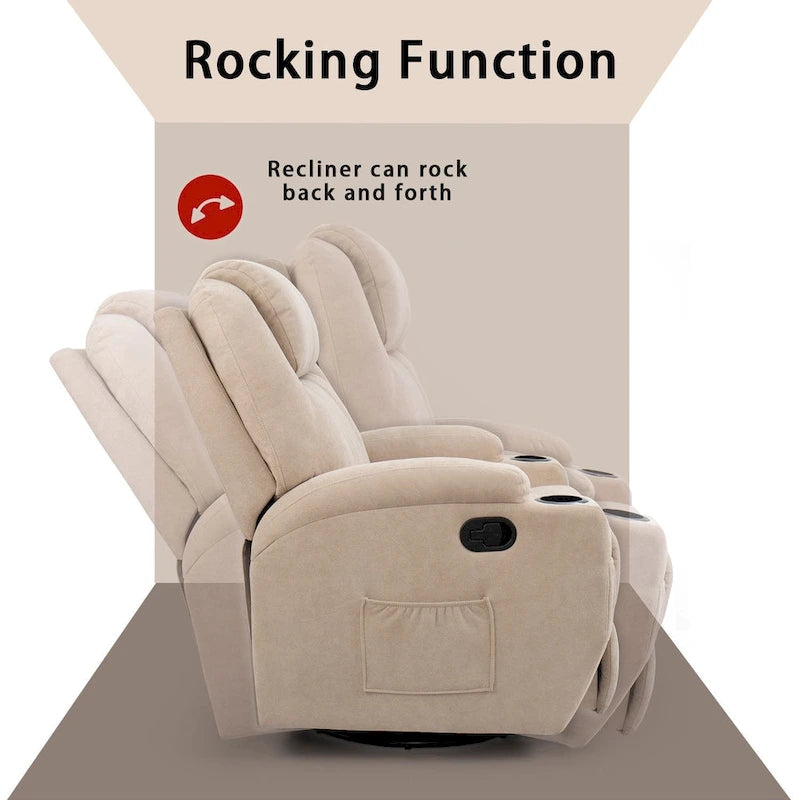 Fabric Swivel Massage Recliner Chair - Single Seat-9