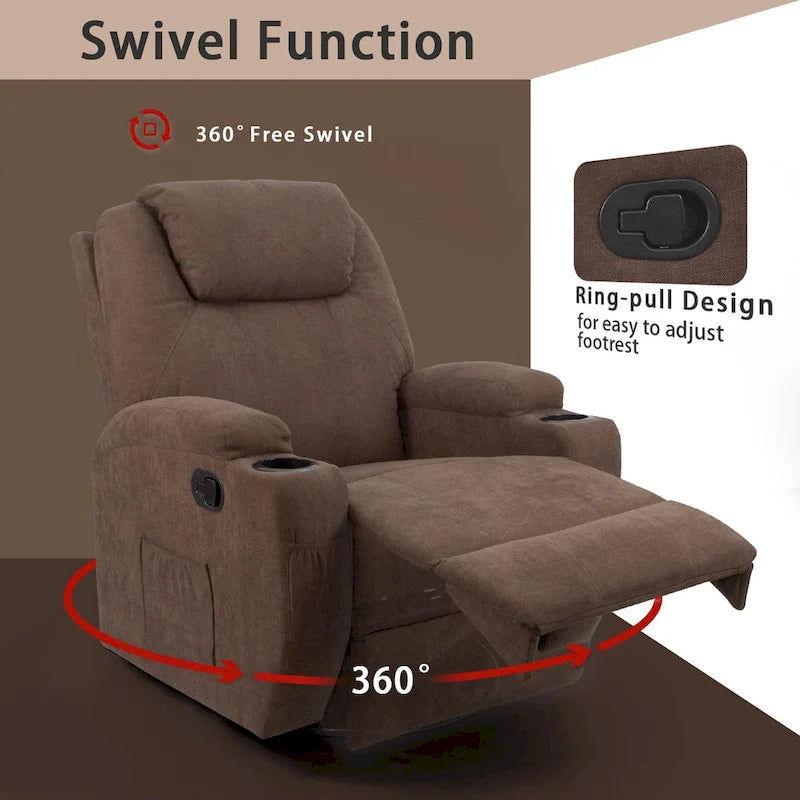 Fabric Swivel Massage Recliner Chair - Single Seat-12