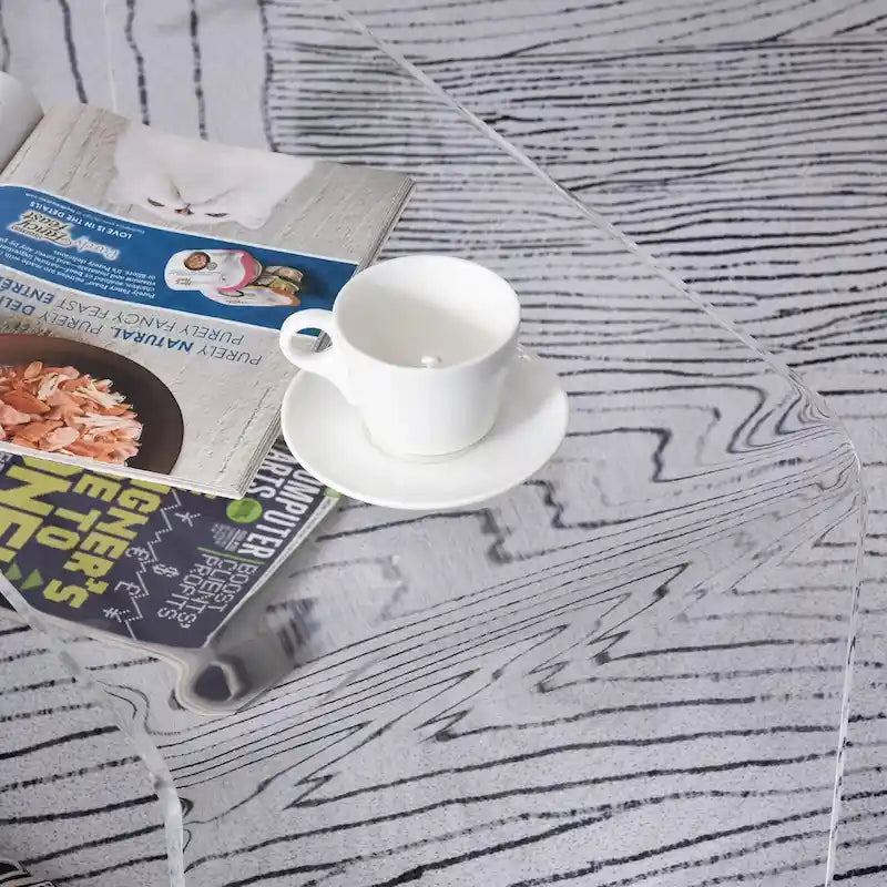 HomCom 32 Long Rectangle All Acrylic 20mm Thick Waterfall Coffee Table, Clear-7