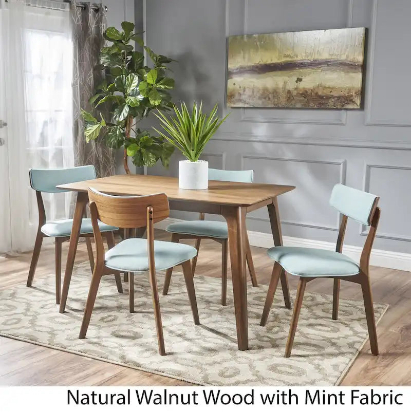 Megann Mid-Century 5-piece Wood Rectangle Dining Set by Christopher Knight Home-2