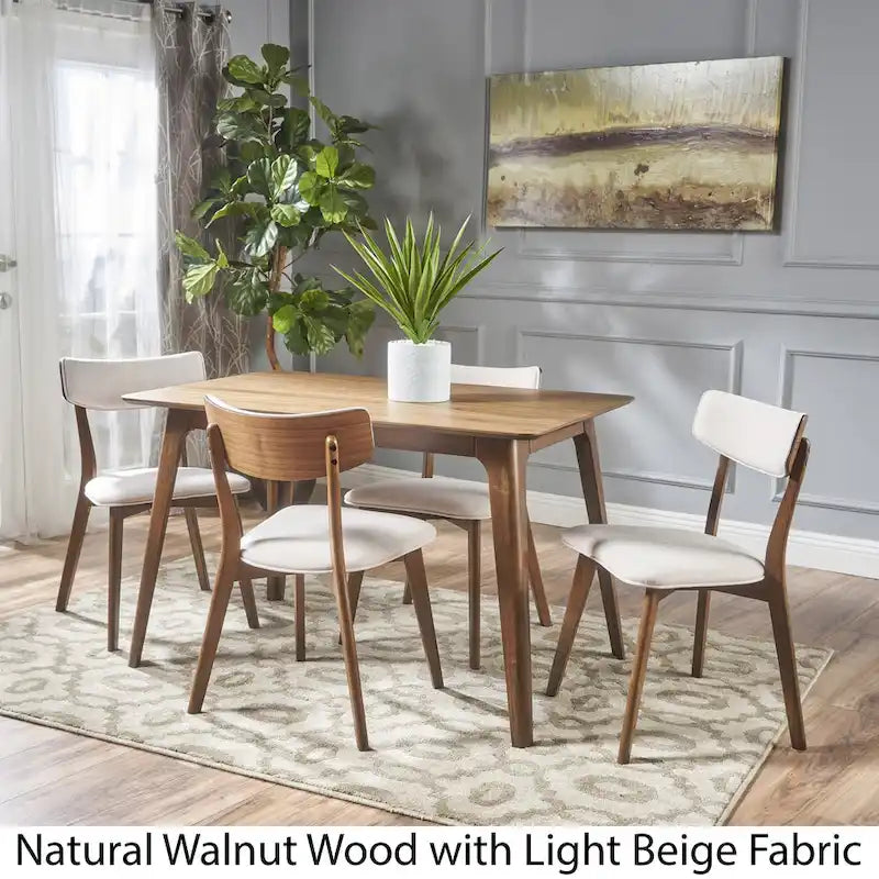 Megann Mid-Century 5-piece Wood Rectangle Dining Set by Christopher Knight Home-3