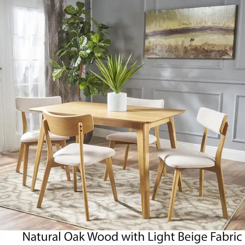 Megann Mid-Century 5-piece Wood Rectangle Dining Set by Christopher Knight Home-7