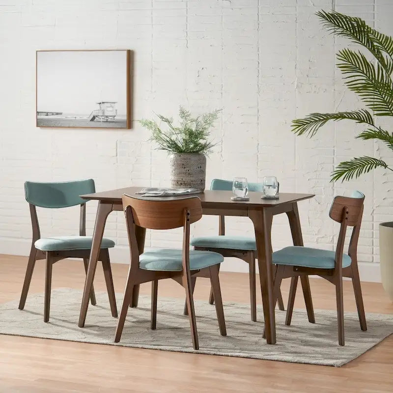 Megann Mid-Century 5-piece Wood Rectangle Dining Set by Christopher Knight Home-11