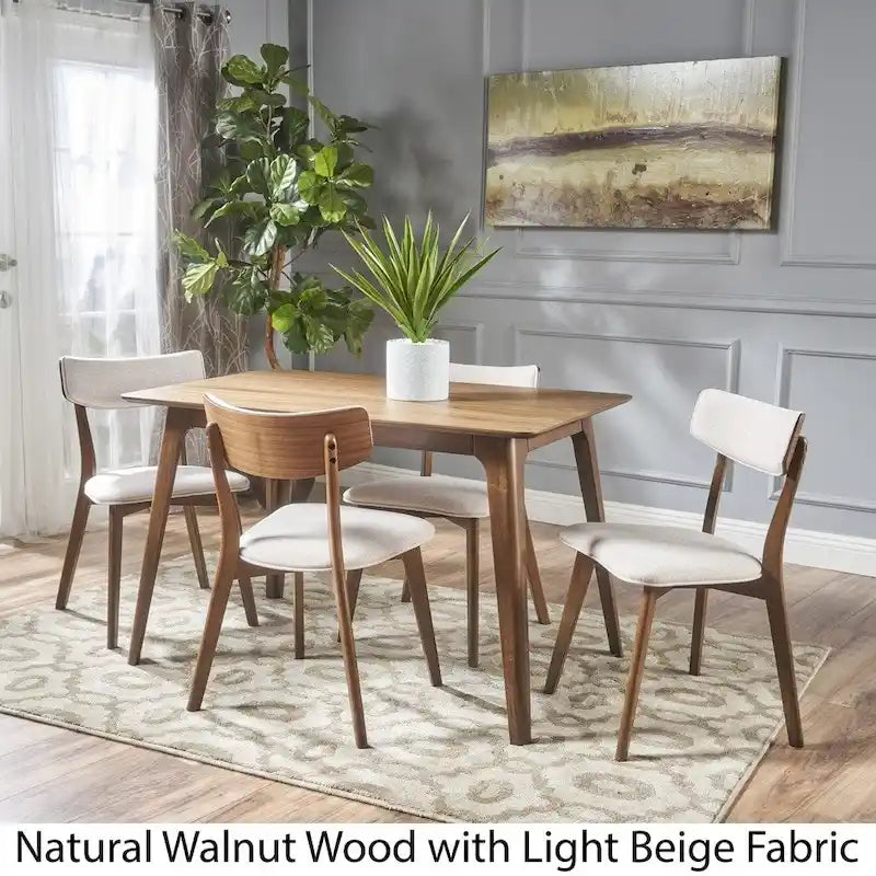 Megann Mid-Century 5-piece Wood Rectangle Dining Set by Christopher Knight Home-13