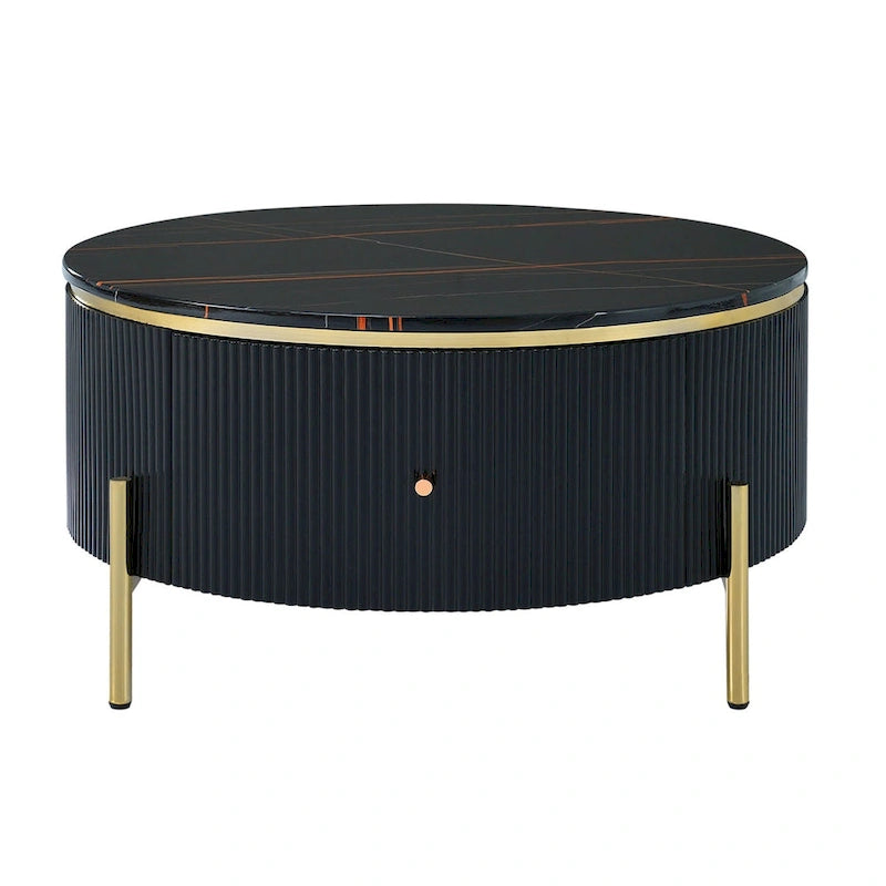 Merax Modern Round Coffee Table with 2 large Drawers-12