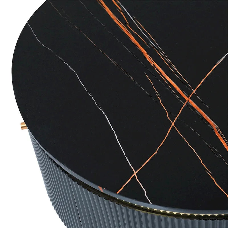 Merax Modern Round Coffee Table with 2 large Drawers-13