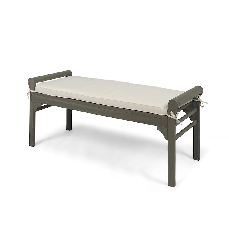 Nelson Rustic Acacia Wood Bench with Cushion by Christopher Knight Home-21