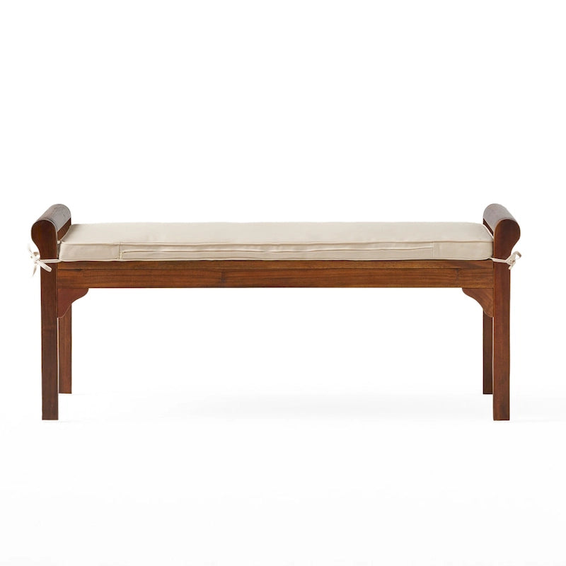 Nelson Rustic Acacia Wood Bench with Cushion by Christopher Knight Home-3