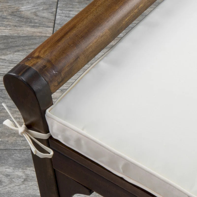 Nelson Rustic Acacia Wood Bench with Cushion by Christopher Knight Home-9