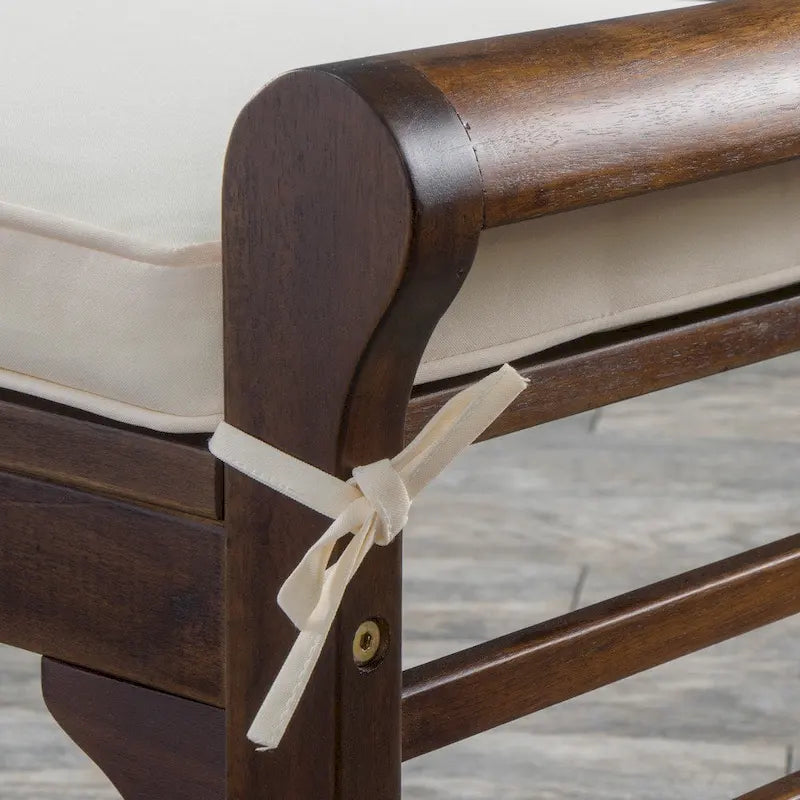 Nelson Rustic Acacia Wood Bench with Cushion by Christopher Knight Home-10