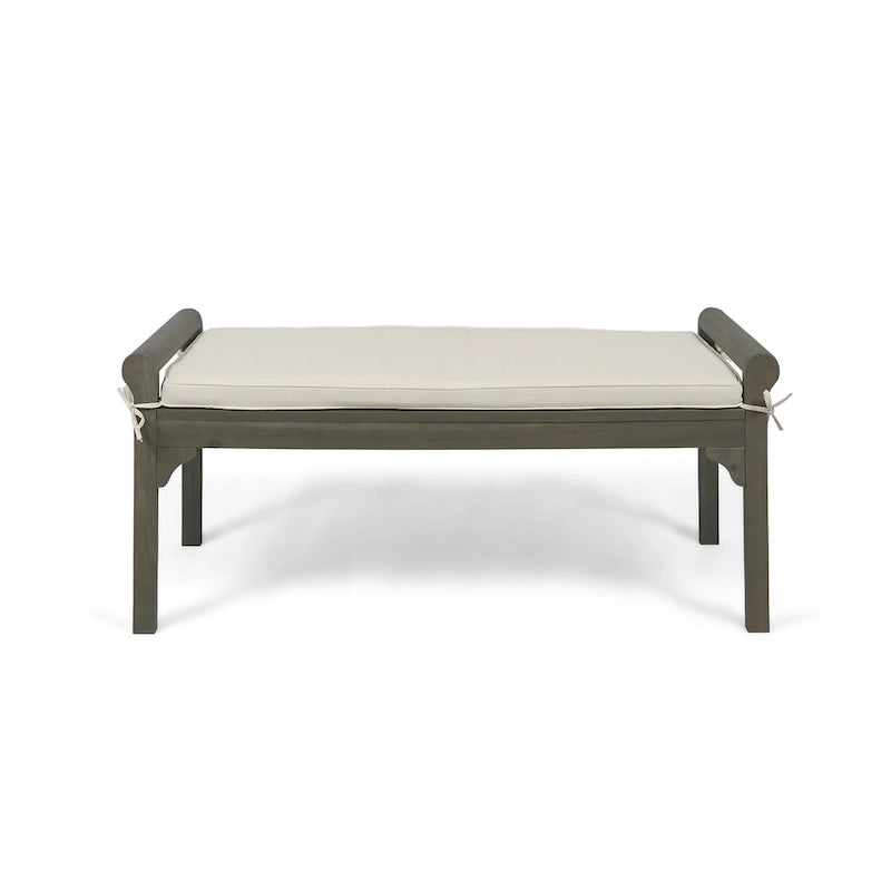 Nelson Rustic Acacia Wood Bench with Cushion by Christopher Knight Home-11