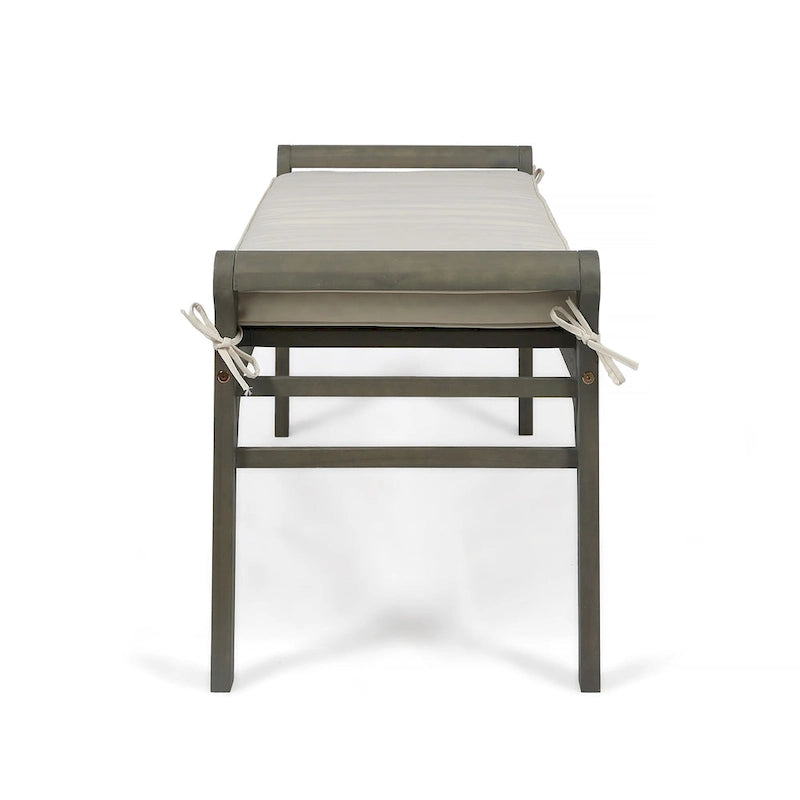 Nelson Rustic Acacia Wood Bench with Cushion by Christopher Knight Home-12