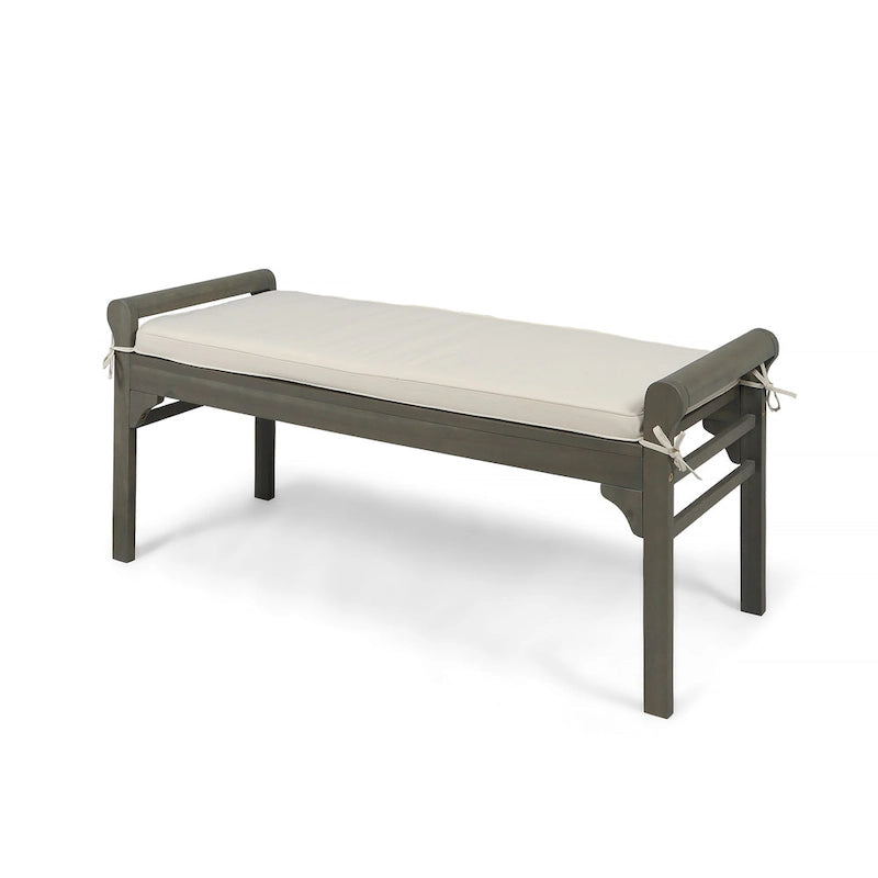 Nelson Rustic Acacia Wood Bench with Cushion by Christopher Knight Home-15
