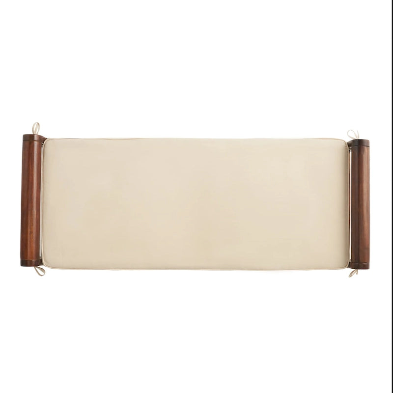 Nelson Rustic Acacia Wood Bench with Cushion by Christopher Knight Home-18