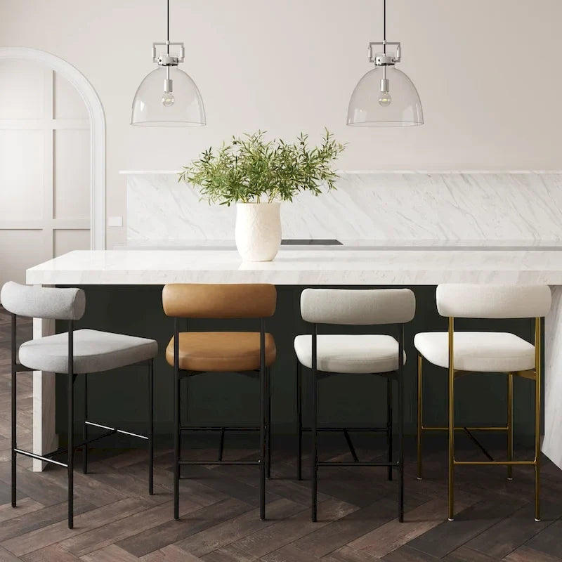 Metal Frame Bar Stool with Cushioned Seat and Back-4