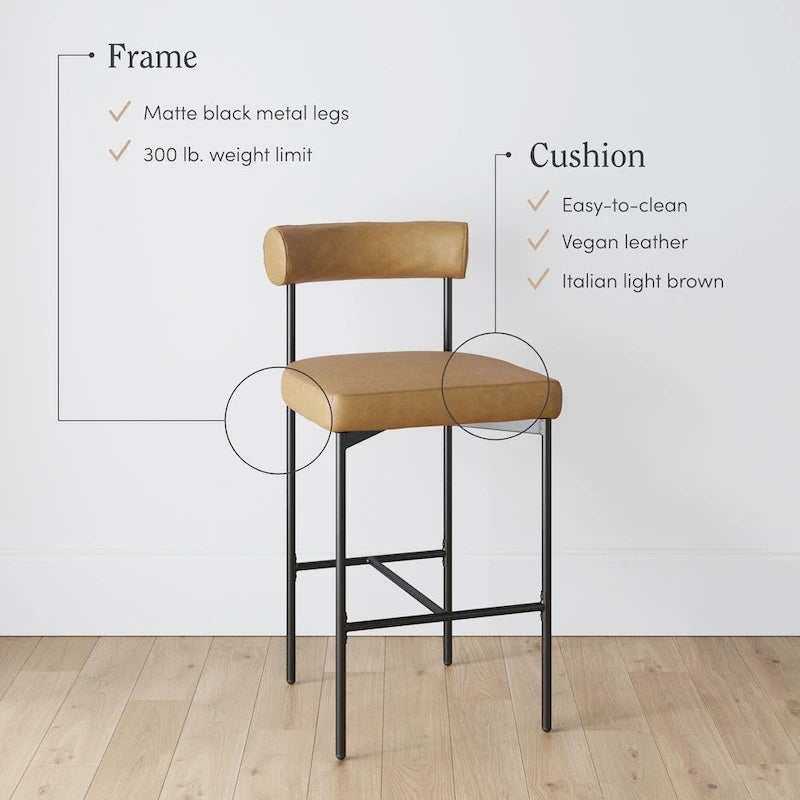 Metal Frame Bar Stool with Cushioned Seat and Back-13
